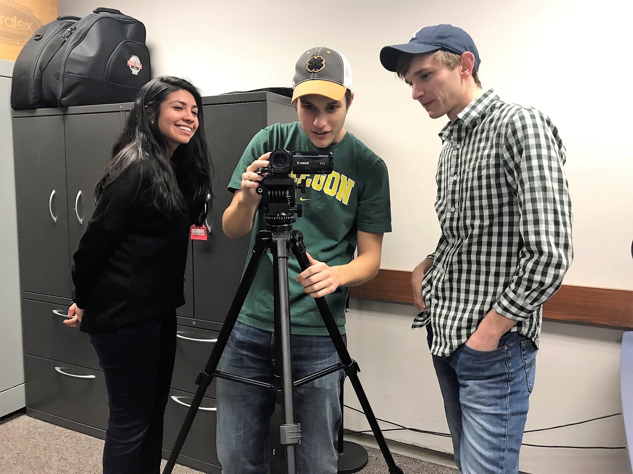 Students test video equipment in the IDEAL lab