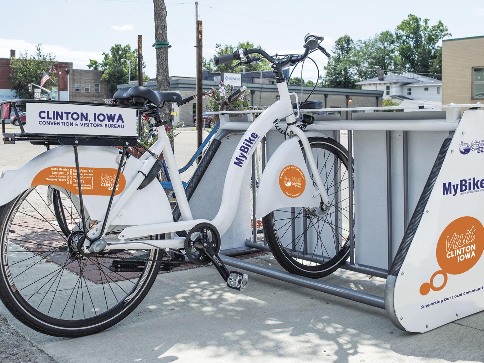 a group of rental bicycles