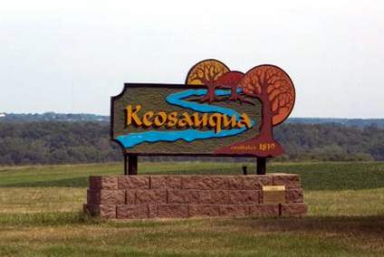 Road sign for Keosauqua, Iowa