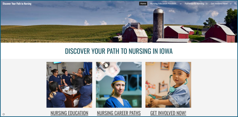 Screenshot of Discover Your Path to Nursing website