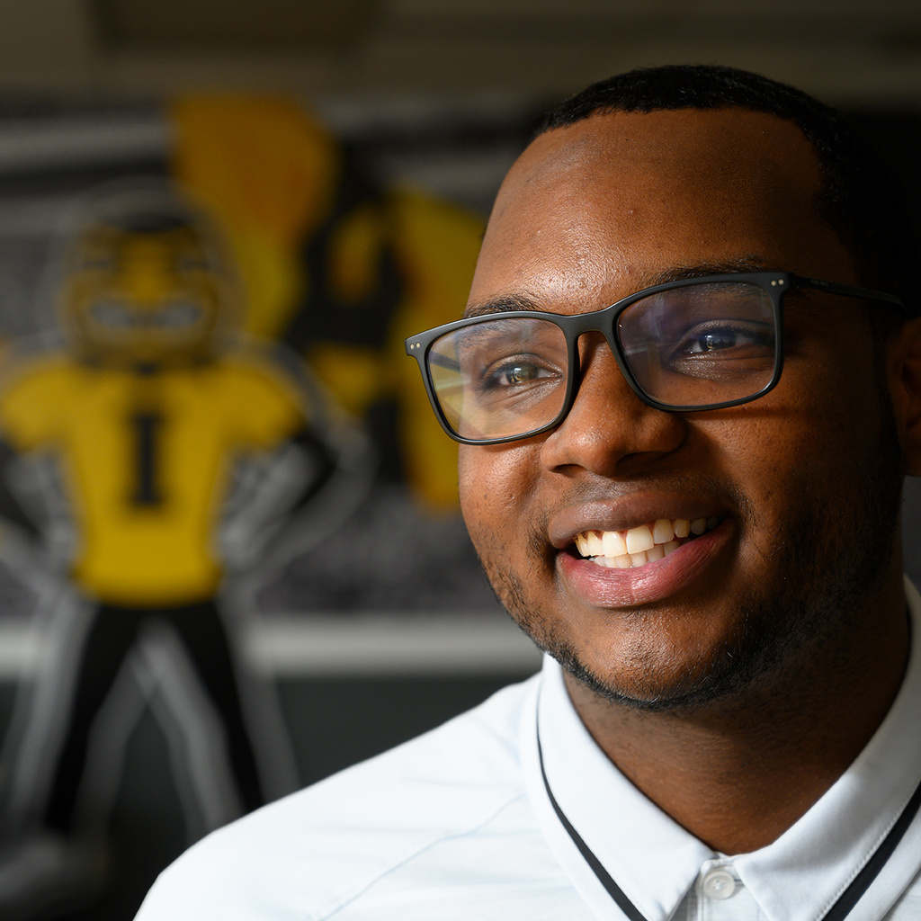 Young black man wearing glasses