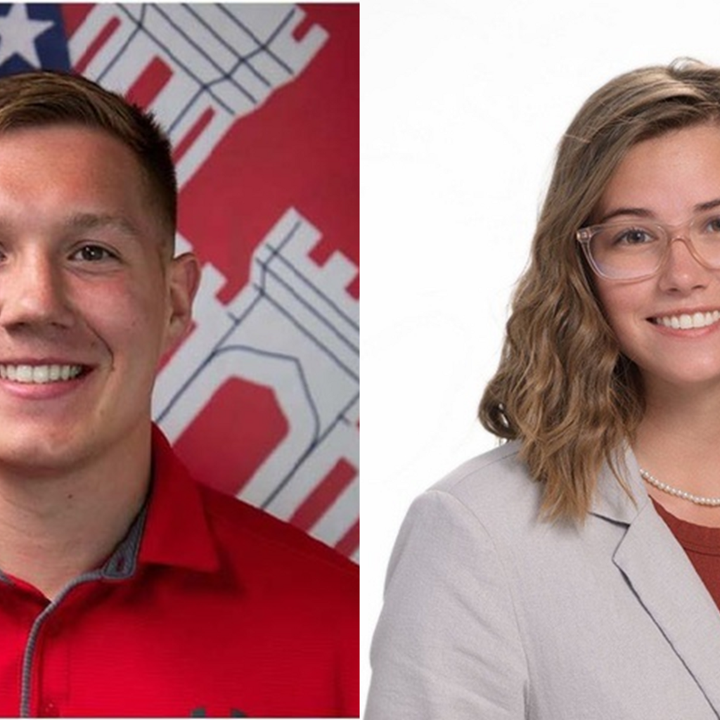 Headshots of Emma Oelman and Blake Misfeldt