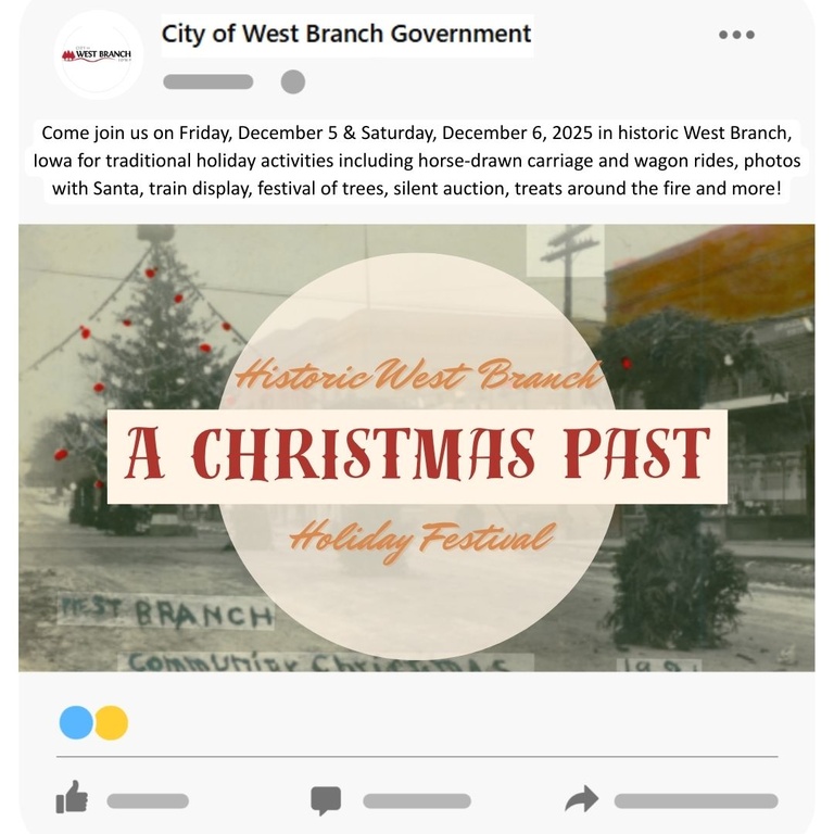 A sample Facebook post advertising A Christmas Past