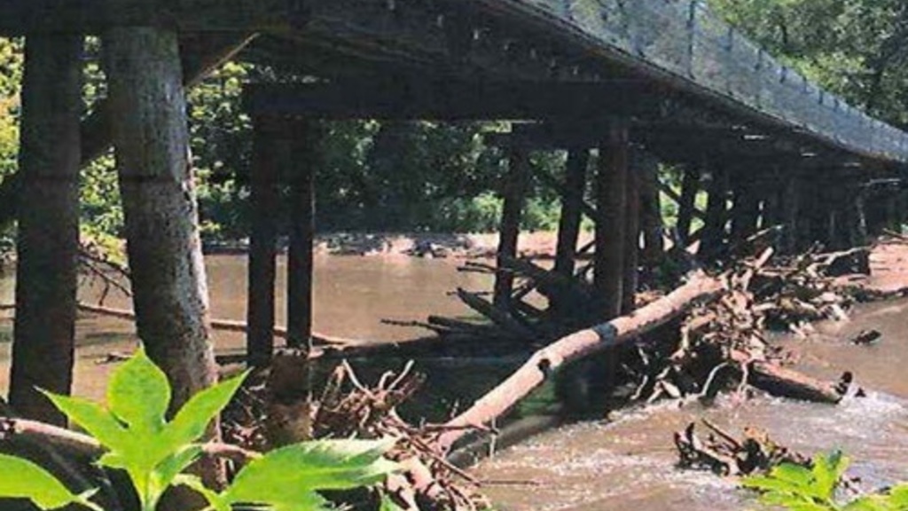 bridge across a muddy river