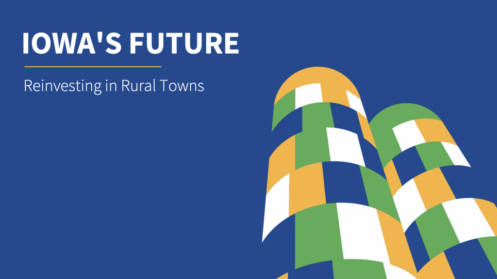 digital image of blue, yellow, and green checkered grain silos