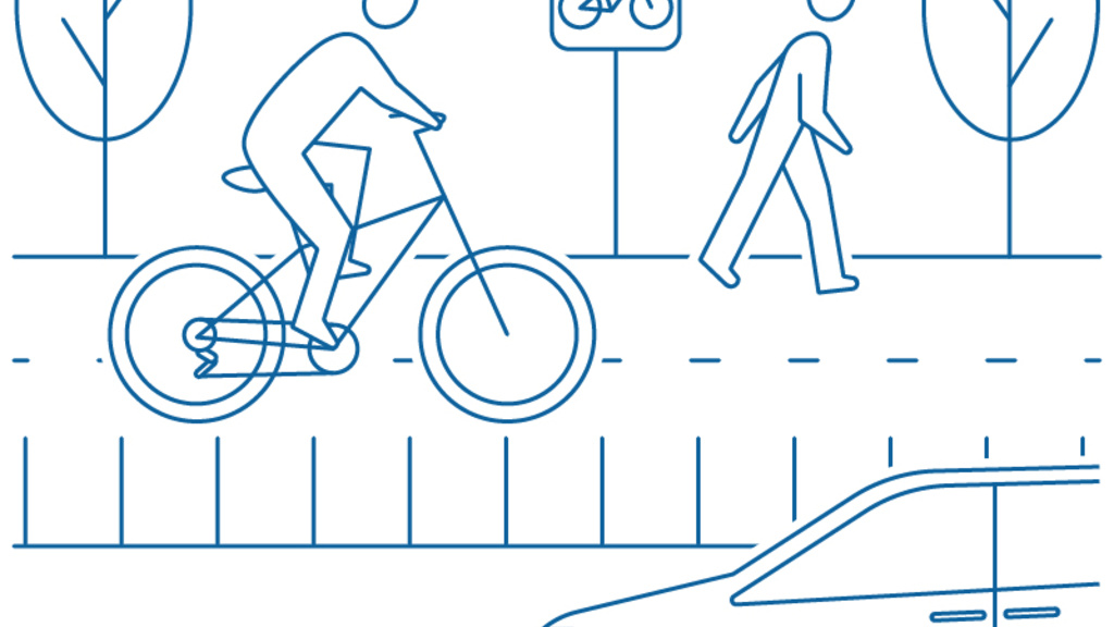drawing of cyclists and pedestrian
