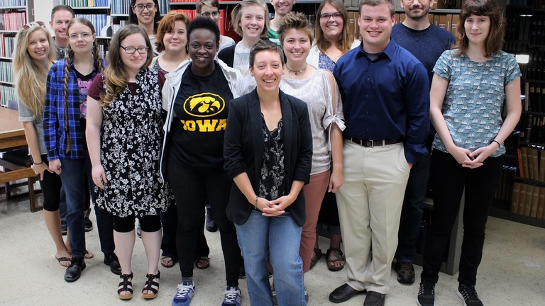 Assistant Professor Lindsay Mattock and LIS students Assistant Professor Lindsay Mattock and LIS students