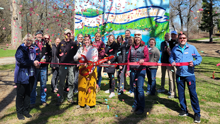 Manchester Fish Hatchery mural ribbon cutting