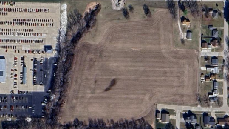 Overhead photo of vacant lot